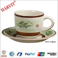 Africa Hot Selling Coffee Cup And Saucer Ceramic Color Rim Cups And Saucers